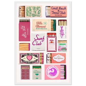 Retro Matchbox Art Print - Classic Matte Paper Wooden Framed Poster