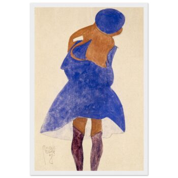 Vibrant Blue Abstract Figure Classic Matte Paper Wooden Framed Poster