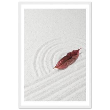 Zen Serenity Red Leaf Framed Poster - Classic Matte Paper Wall Art in Your Choice of Frame & Size
