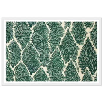 Enchanting Forest Green Pine Trees Framed Poster – Classic Matte Finish & Premium Wood Frame