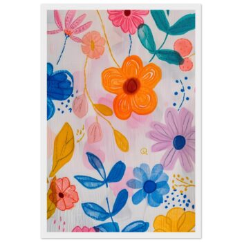 Vibrant Boho Bloom Framed Poster - Classic Matte Paper Print for a Pop of Color