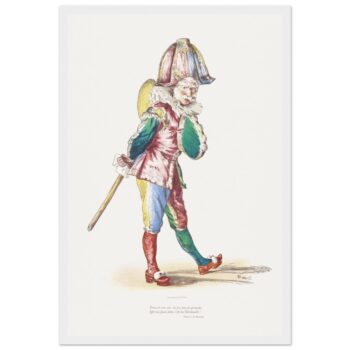 Vibrant Commedia dell'Arte Polichinelle Wooden Framed Poster - Classic Matte Paper Art Print