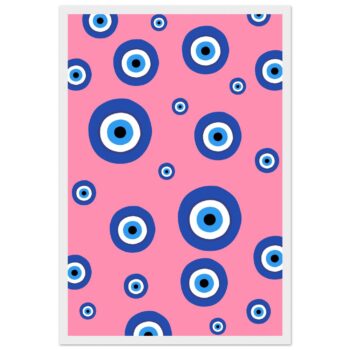 Lucky Charm Evil Eye Pattern Framed Poster – Modern Art with Matte Finish