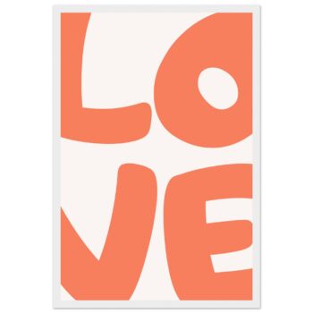 Retro 'LOVE' Art Print – Vibrant Peach & Cream Classic Matte Paper Framed Poster