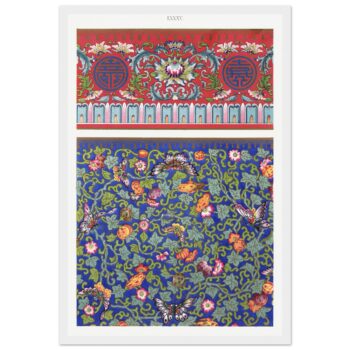 Vibrant Chinoiserie Art Print Poster: Classic Matte Paper Wooden Framed Elegance